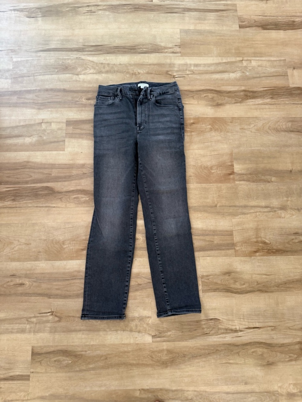 Good American High Rise Slim Straight Jeans Black Wash Size 6–12 Stretch Denim